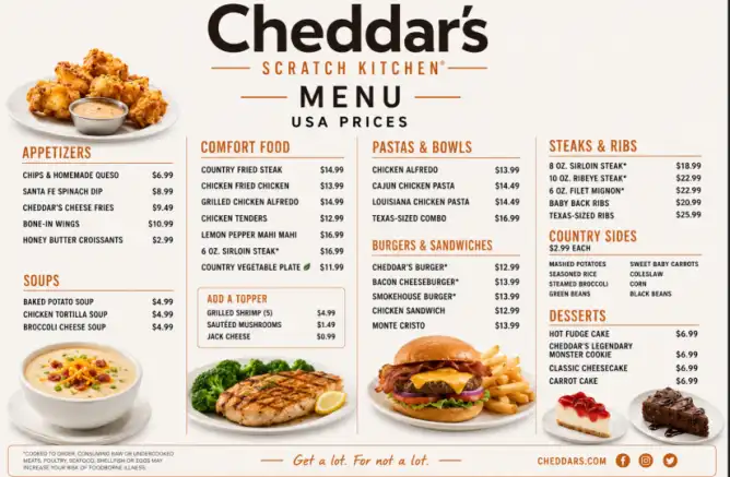 Cheddar's Scratch Kitchen menu with USA prices 2026