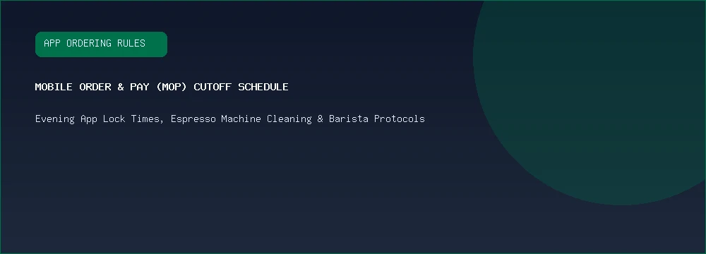 Starbucks Mobile Order and Pay App Evening Cutoff Schedule